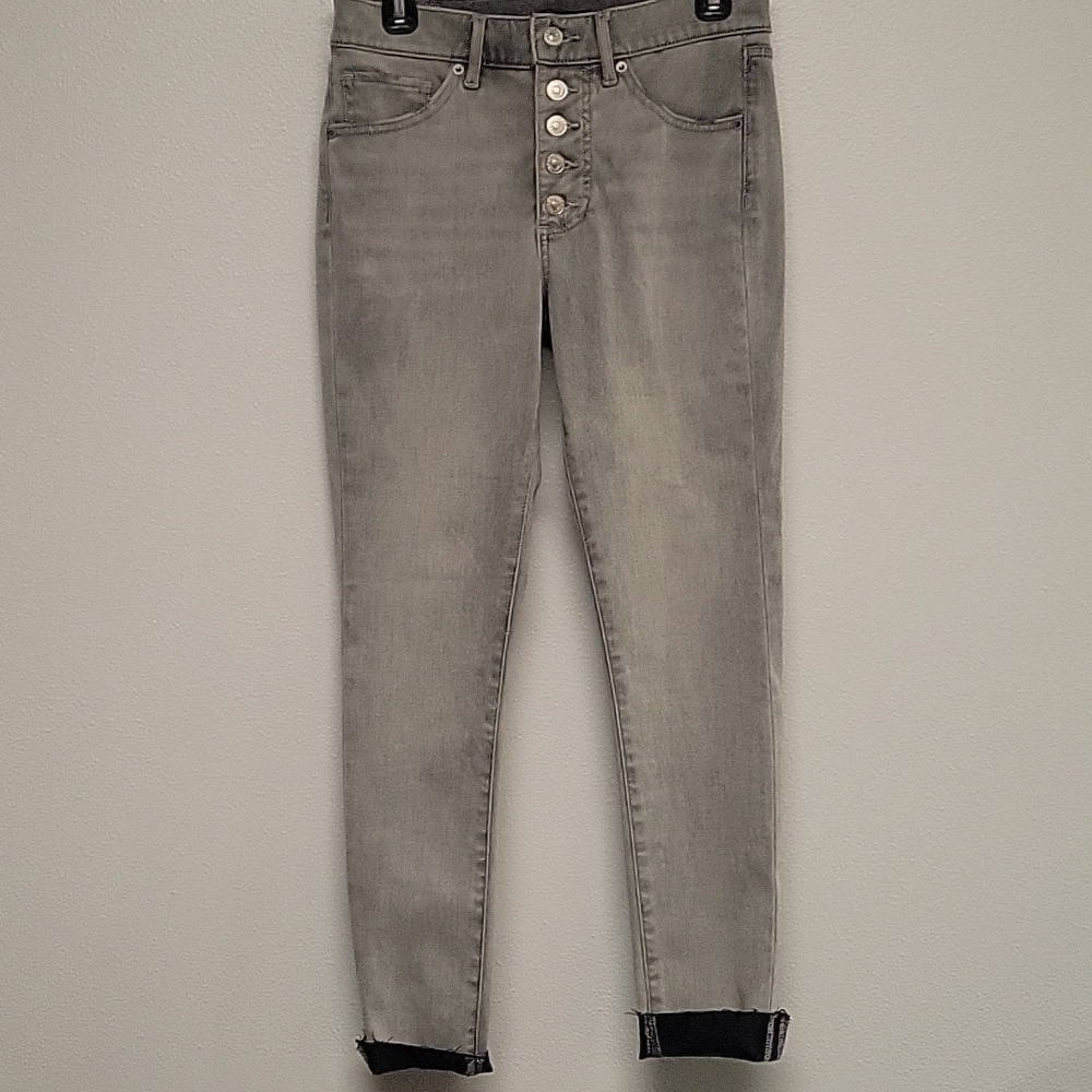 Express Mid-Rise, Skinny, 4-hyper Stretch Gray Jeans